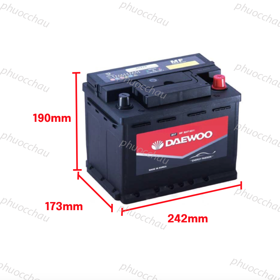 Ảnh minh họa Ắc Quy Daewoo DIN 56219 12V 62AH 1