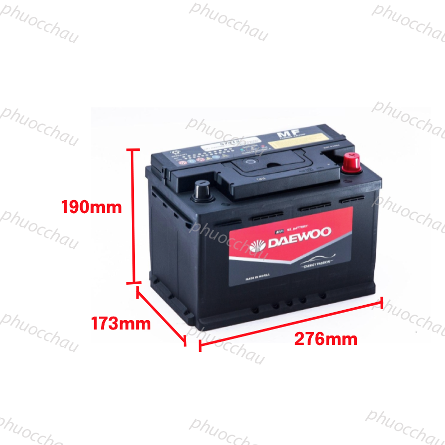 Ảnh minh họa Ắc Quy Daewoo DIN 57412 12V 74AH 1