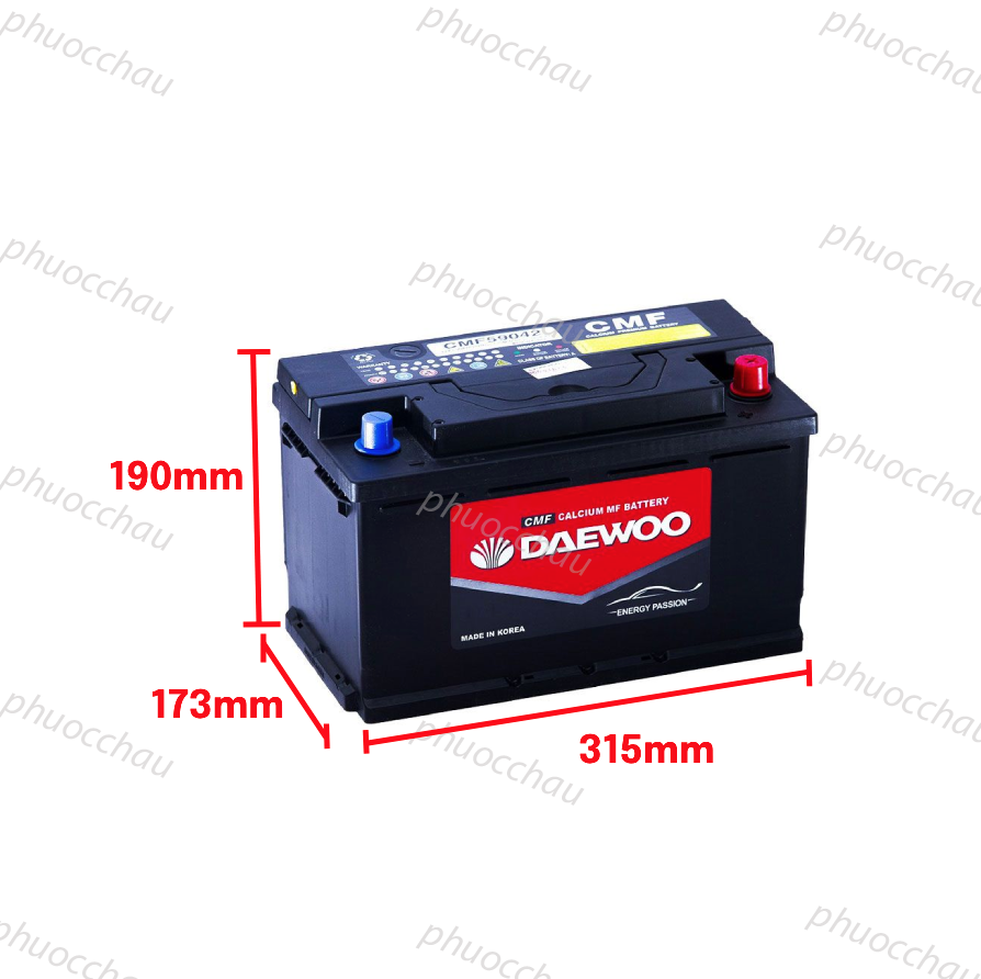 Ảnh minh họa Ắc Quy Daewoo DIN 59042 12V 90AH 1