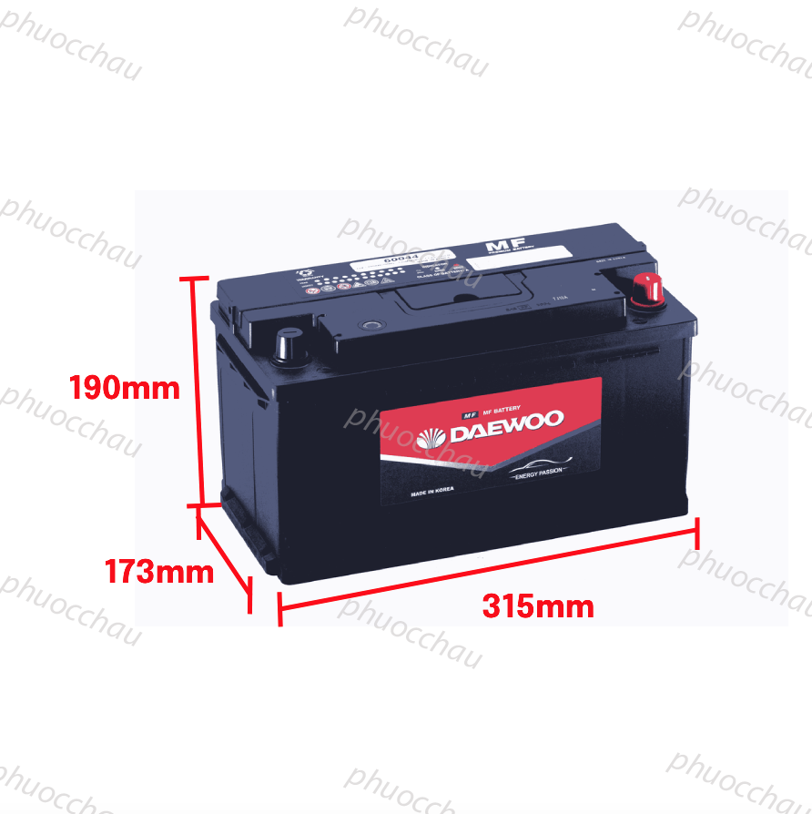 Ảnh minh họa Ắc Quy Daewoo DIN 60044 12V 100AH 1