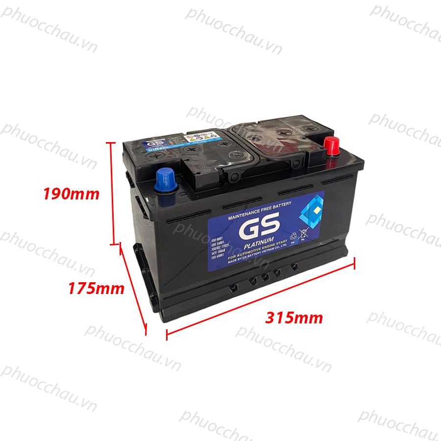 Ảnh minh họa Ắc Quy GS MF DIN80L (12V-80AH) 2