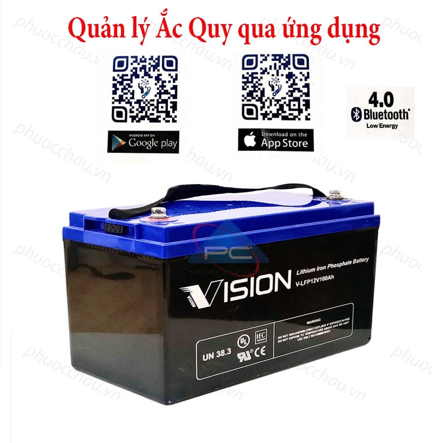 Ảnh minh họa Ắc Quy Lithium VISION V-LFP12100 12V-100AH 3
