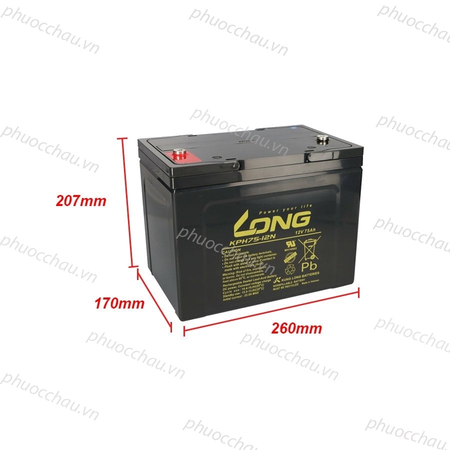 Ảnh minh họa Ắc Quy LONG KPH75-12N (12V-75Ah) 2