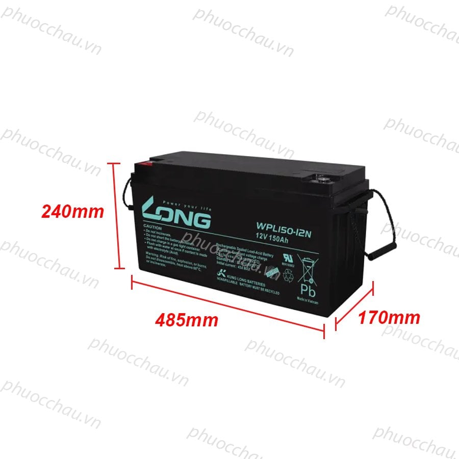 Ảnh minh họa Ắc Quy LONG WPL150-12N (12V-150Ah) 2