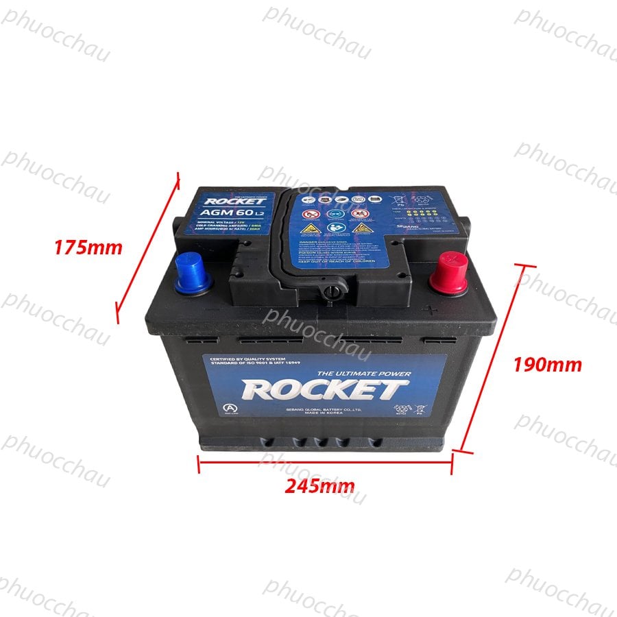 Ảnh minh họa Ắc Quy ROCKET AGM 60 L2 12V-60Ah 1