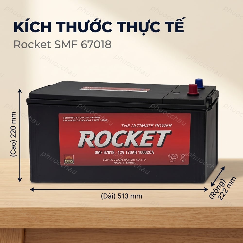 Ảnh minh họa Ắc Quy ROCKET SMF 67018 (12V-170Ah) Cho Xe Đầu Kéo, Xe Tải Hạng Nặng 1