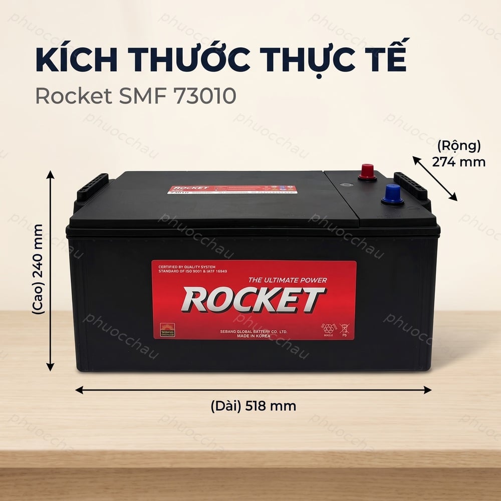 Ảnh minh họa Ắc Quy ROCKET SMF 73010 (12V-220Ah) Cho Xe Khách, Xe Bus, Máy Phát Điện 1