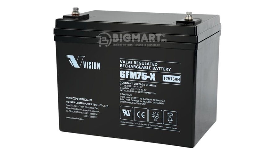 Ảnh minh họa Ắc quy Vision 6FM75-X (12V-75Ah) 1