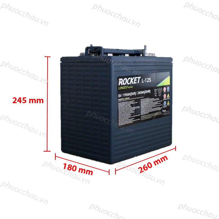 Ảnh minh họa Ắc quy xe điện, xe golf Rocket L-125 (6V-240Ah) 2