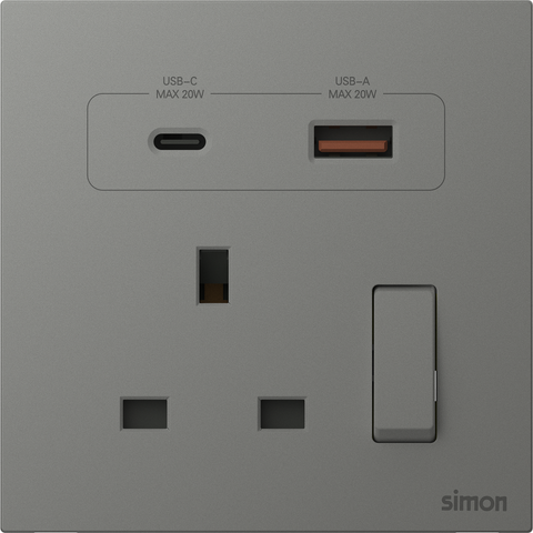 Module Ổ cắm chuẩn Anh kèm sạc USB và Type C có công tắc bật tắt ổ cắm