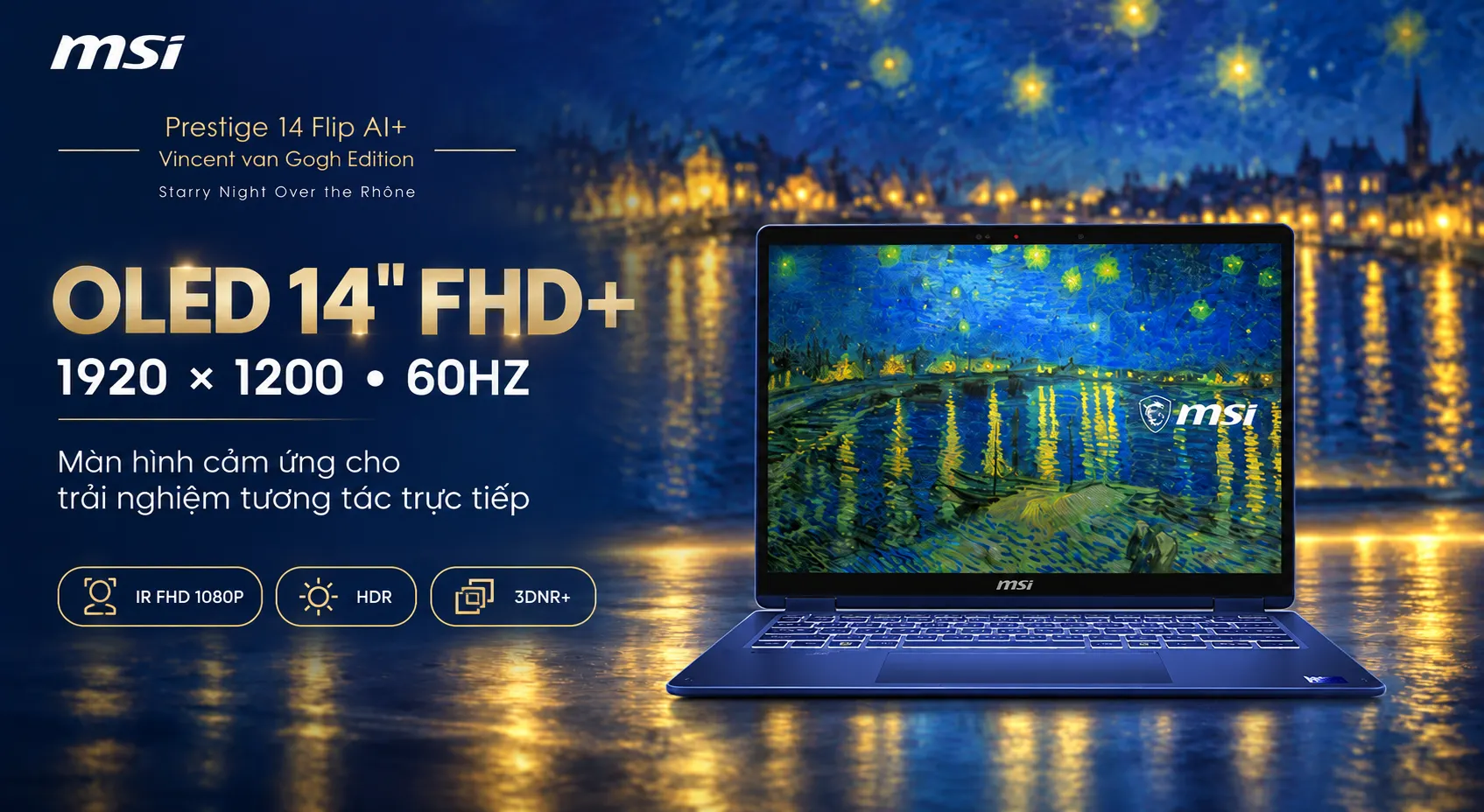 Ảnh minh họa Laptop MSI Prestige 14 Flip AI+ Vincent van Gogh Edition - Starry Night Over the Rhône 14T234-260VN 1