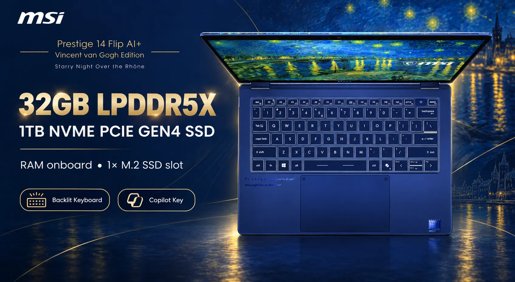 Ảnh minh họa Laptop MSI Prestige 14 Flip AI+ Vincent van Gogh Edition - Starry Night Over the Rhône 14T234-260VN 2