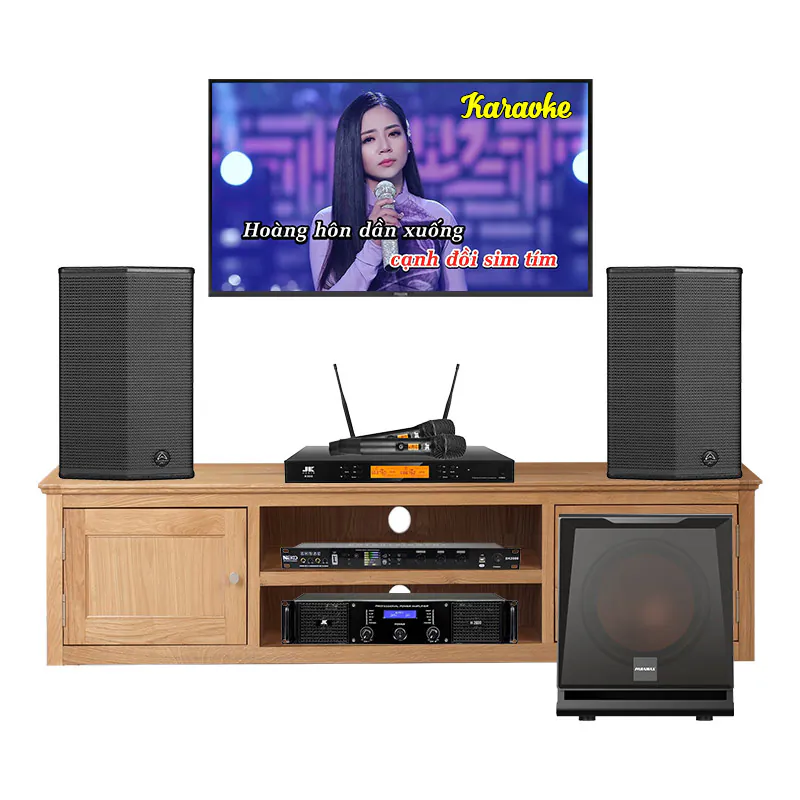 Dàn Karaoke Wharfedale KH74 (Wharfedale Sigma X12,Công suất, vang cơ, micro K500, loa sub D30)