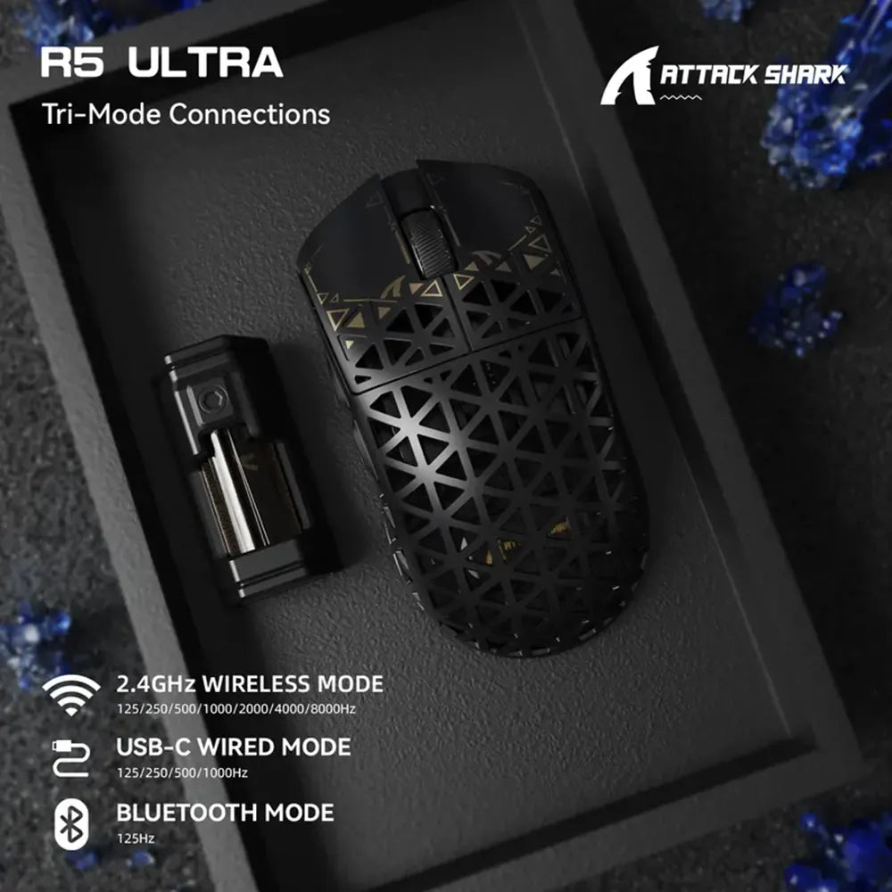 Ảnh minh họa Chuột gaming không dây Attack Shark R5 Ultra Carbon Fiber 8K PAW3950MAX - Đen 2
