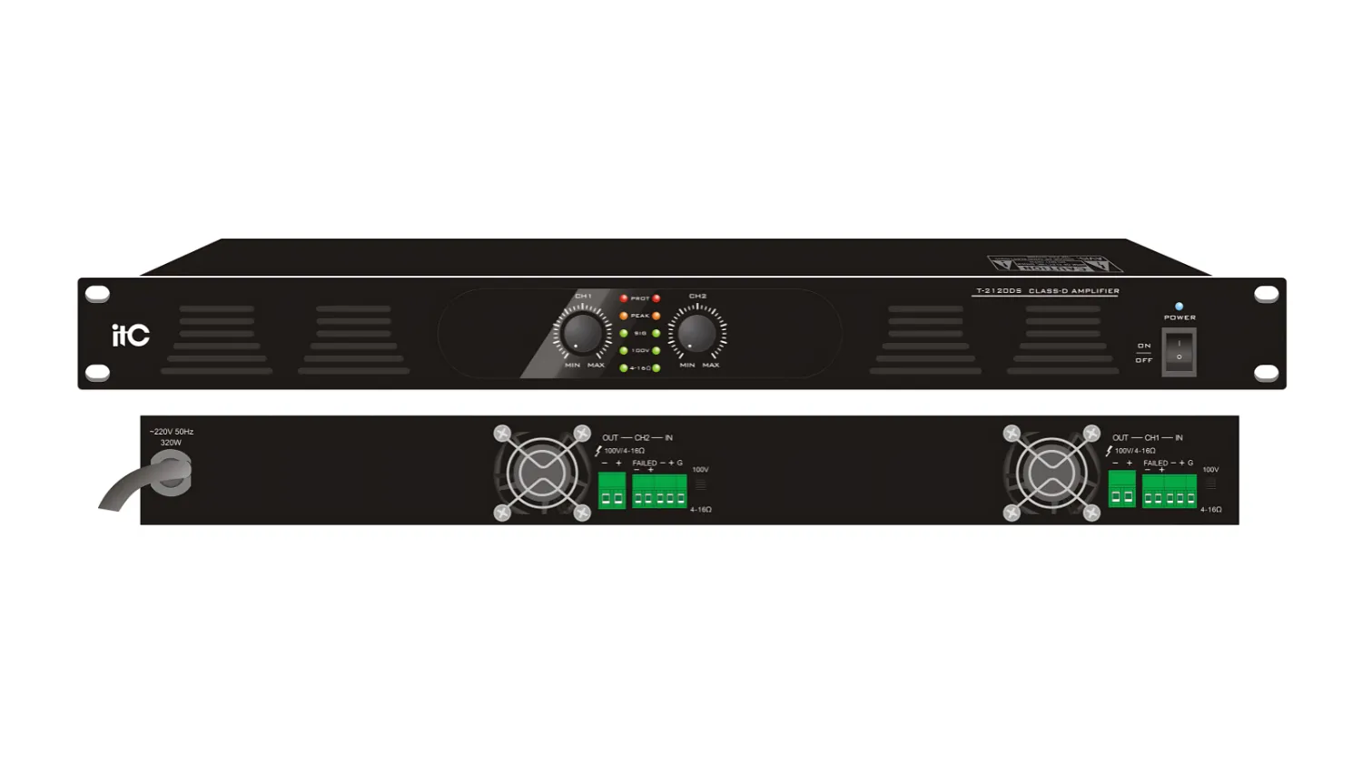 Ảnh minh họa Amply 2 kênh Class D ITC T-2350DS 1