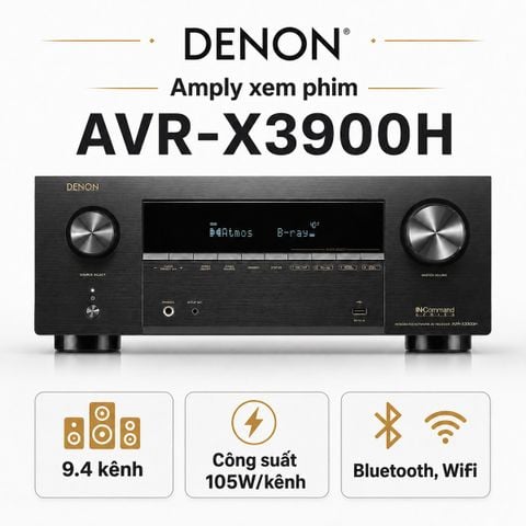 Amply Denon AVR-X3900H (9.4 kênh, 105W, Dolby Atmos)