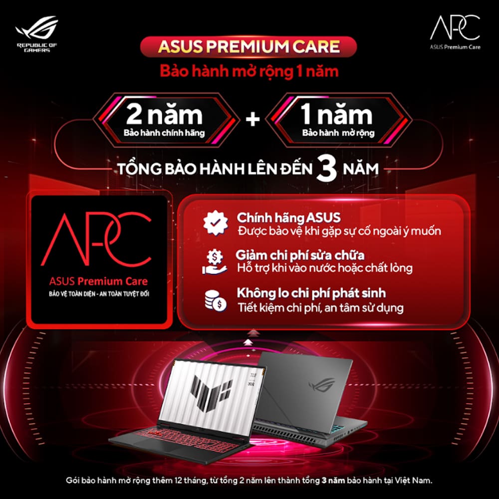 Gói gia hạn bảo hành Laptop Asus Gaming IWEP-12M 12 tháng (Gaming ROG/ TUF Gaming)