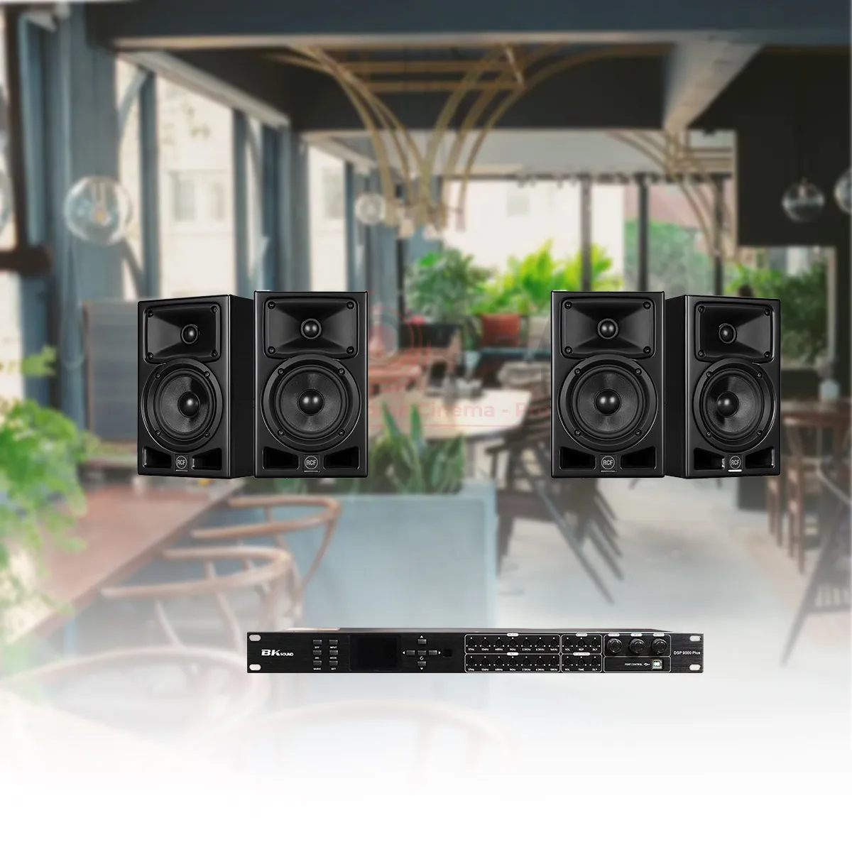 Ảnh minh họa Hệ thống âm thanh nhạc nền quán cafe, nhà hàng, shop, spa RCF 06 (RCF Ayra Pro5, Bksound DSP 9000 Plus) 2