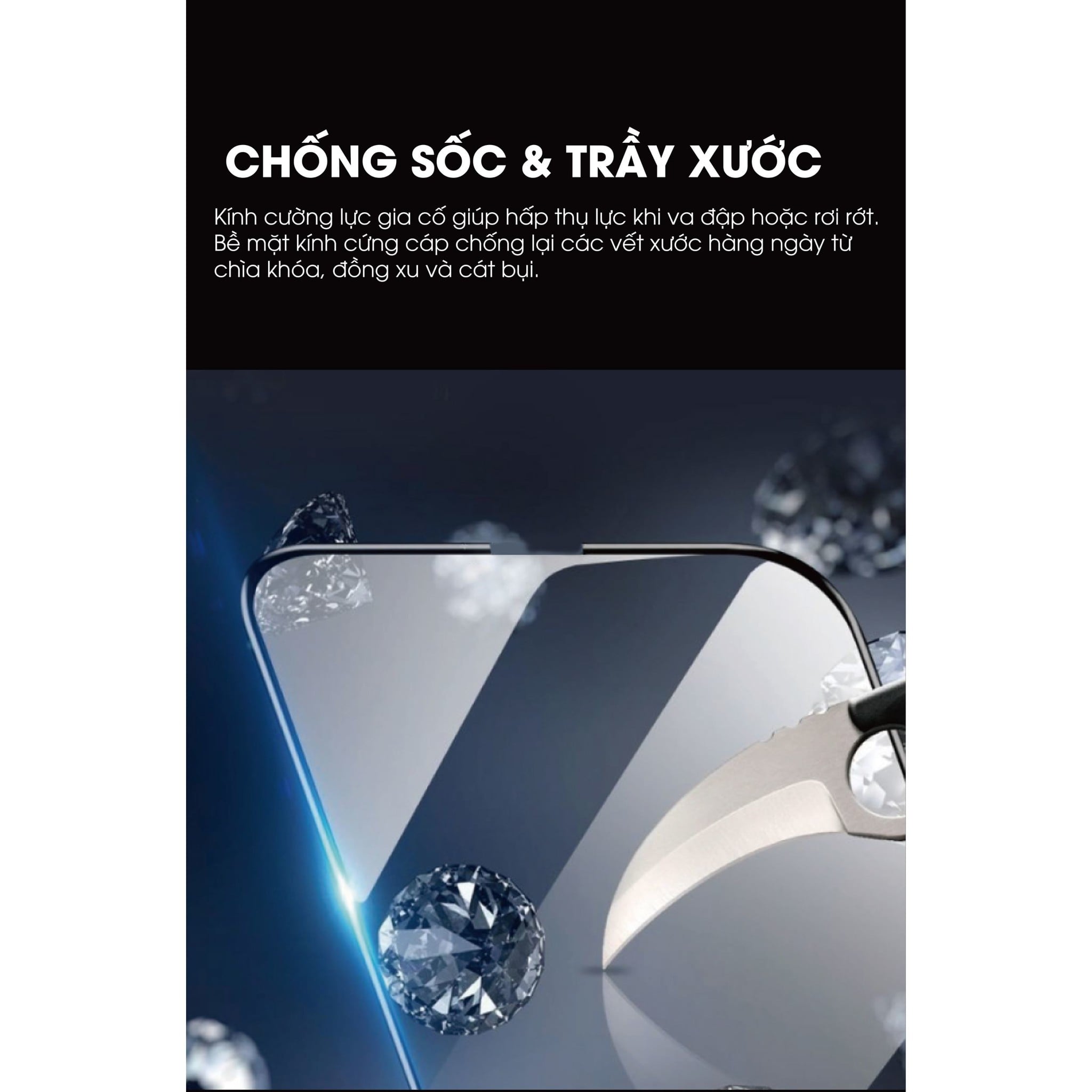 Ảnh minh họa Miếng dán kính cường lực Sapphire iPhone 18 Pro Max Mipow IRONBULL BJ817-BK 1