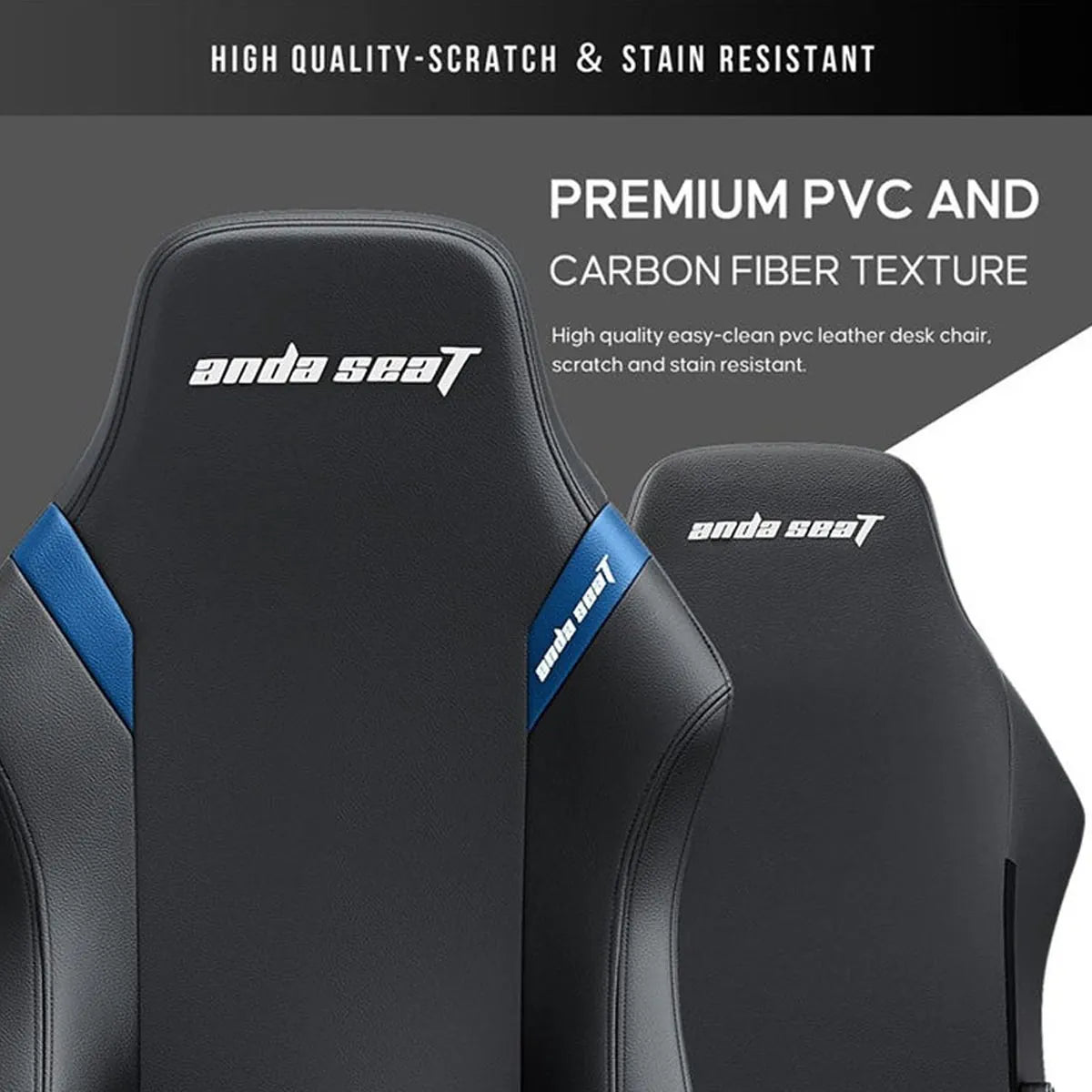 Ảnh minh họa AndaSeat Luna Pro – Ghế gaming cỡ lớn bọc da PVC kèm gác chân - Đen/Xanh 3