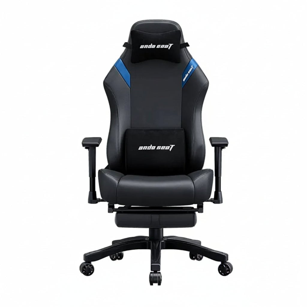 AndaSeat Luna Pro – Ghế gaming cỡ lớn bọc da PVC kèm gác chân - Đen/Xanh