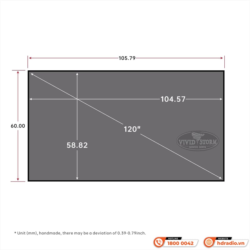 Ảnh minh họa Màn chiếu quang học Vividstorm VCVFFUST120H, (120 Inch,16:9) Dùng Cho Máy Chiếu Gần 3
