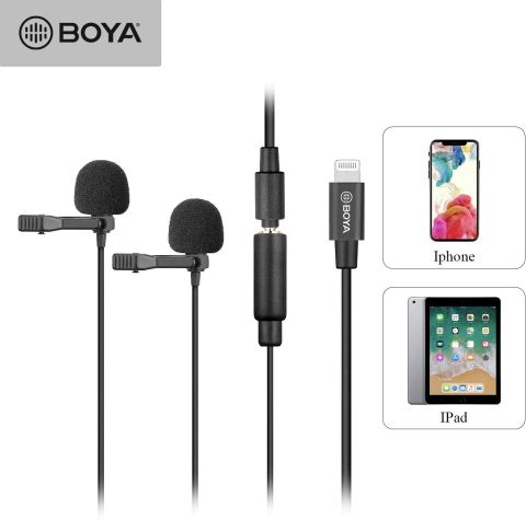 Micro Thu Âm Cài Áo Kép Boya BY-M2D. Cổng kết nối Lightning dành cho iPhone