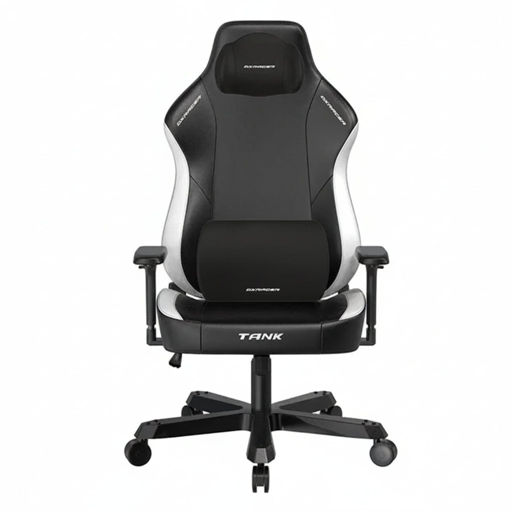 Ghế gaming DXRacer TANK Series XXL với tay vịn 4D và hỗ trợ thắt lưng điều chỉnh – Đen/Trắng