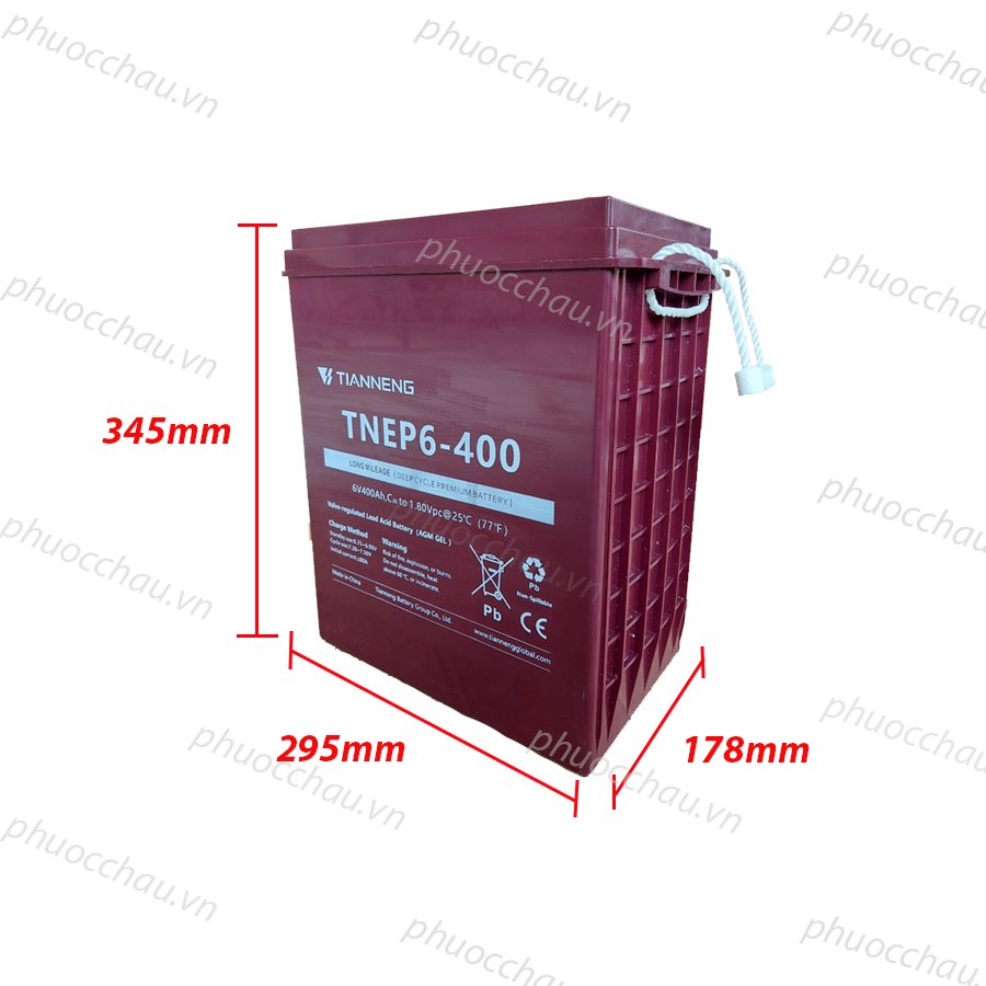Ảnh minh họa Ắc Quy Thiên Năng Tianneng TNEP6-400 (6V - 400Ah), ắc quy dùng cho xe điện, xe golf, xe chà sàn 2