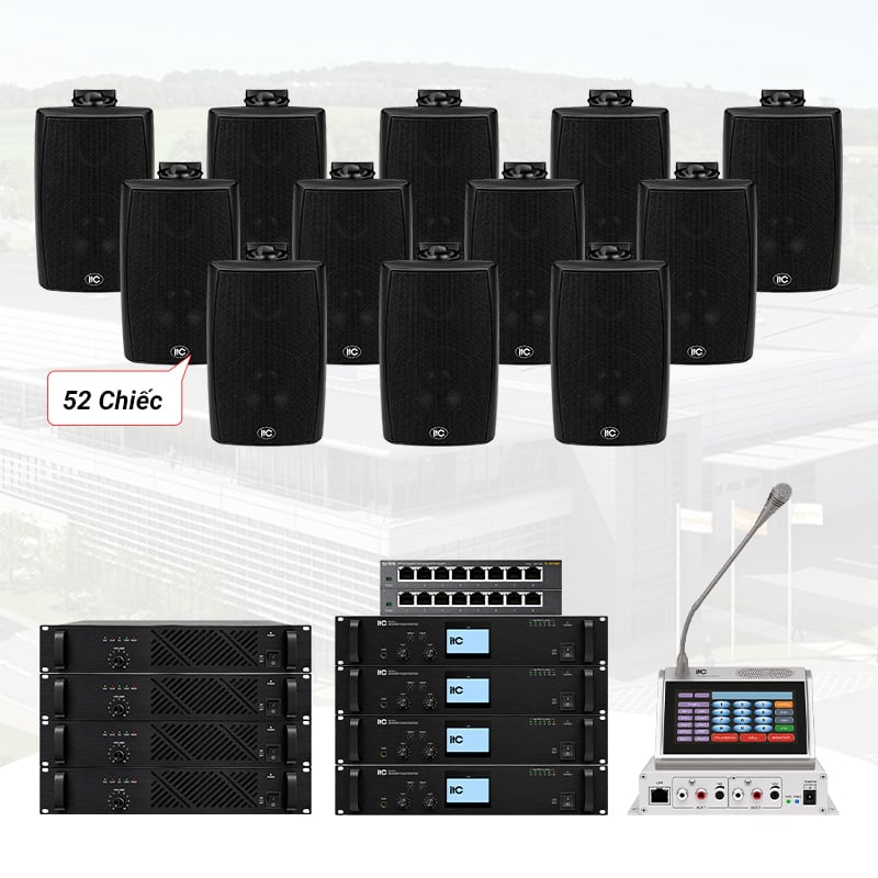 Hệ thống âm thanh thông báo IP cho nhà xưởng trên 10.000 m2, phân 4 vùng (ITC T-776H, ITC T-61000D,...)