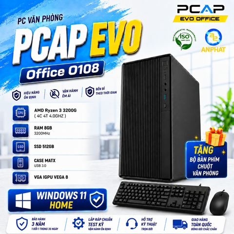 PC Văn Phòng PCAP EVO Office O108 / AMD Ryzen 3 3200G / RAM 8GB / SSD