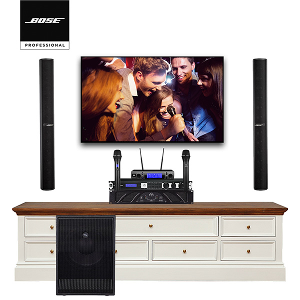 Dàn Karaoke SP009249: 1 cặp Loa Panaray Bose MA 12, Cục đẩy công suất Wharfedale Pro XR 2500, Mixer JBL KX180A, Micro không dây JBL VM300, Loa Sub PROEL S12A