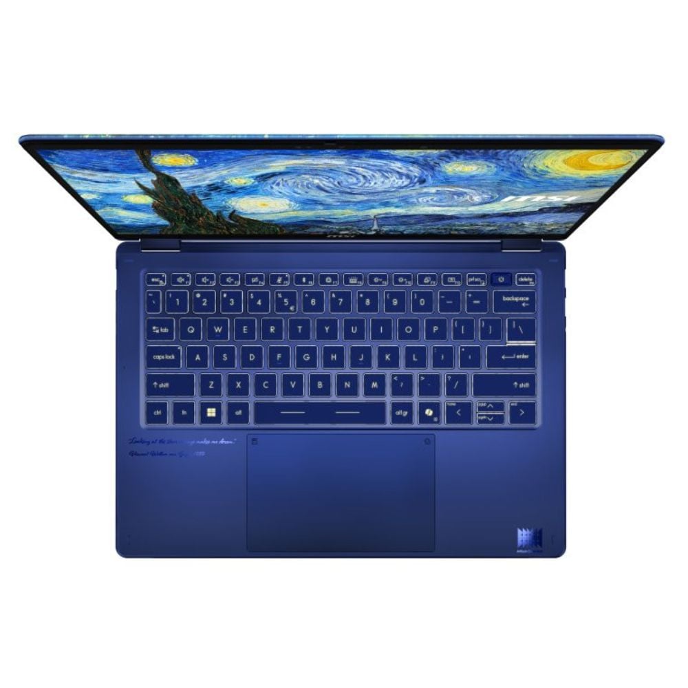 Ảnh minh họa Laptop MSI Prestige Flip AI+ Vincent van Gogh Edition The Starry Night 259VN (Ultra X9/ 32GB/ 1TB SSD/ 14 inch WUXGA/ Win11/ Rhône/ Túi) 3