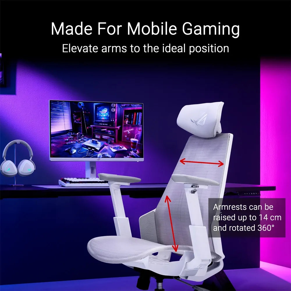 Ảnh minh họa ASUS SL400C ROG Destrier Core - Ghế chơi game công thái học - Trắng 3