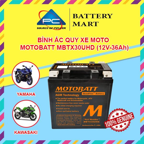 Ảnh minh họa Ắc quy xe moto phân khối lớn MOTOBATT MBTX30UHD12V - 36AH, thương hiệu của Mỹ, dùng cho xe HARLEY-DAVIDSON 1