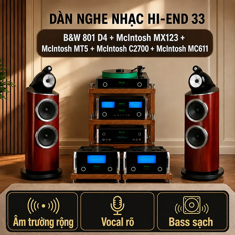 Ảnh minh họa Dàn nghe nhạc Hi-end 33 (B&W 801 D4+ McIntosh MX123+ McIntosh MT5+ McIntosh C2700+ McIntosh MC611) 1