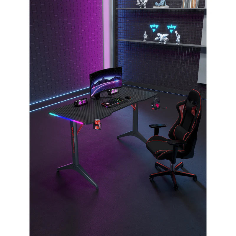 Ảnh minh họa Bàn Gaming Gamax D2208B RGB Carbon Fiber kèm Bàn di chuột - Đen 2