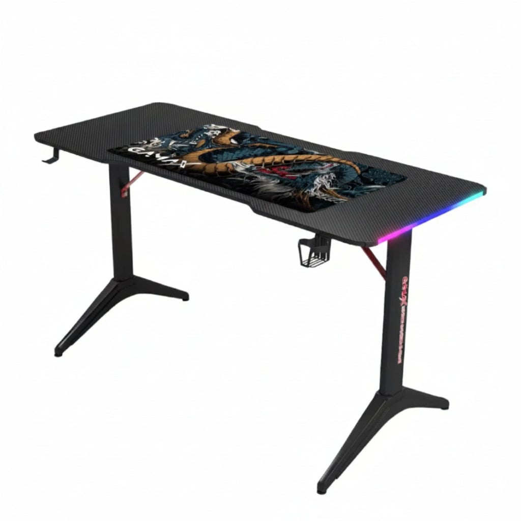 Bàn Gaming Gamax D2208B RGB Carbon Fiber kèm Bàn di chuột - Đen