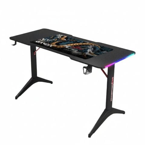 Bàn Gaming Gamax D2208B RGB Carbon Fiber kèm Bàn di chuột - Đen