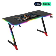  Bàn gaming Gamax D2501 RGB 3 cạnh vân sợi carbon kèm tấm lót chuột 