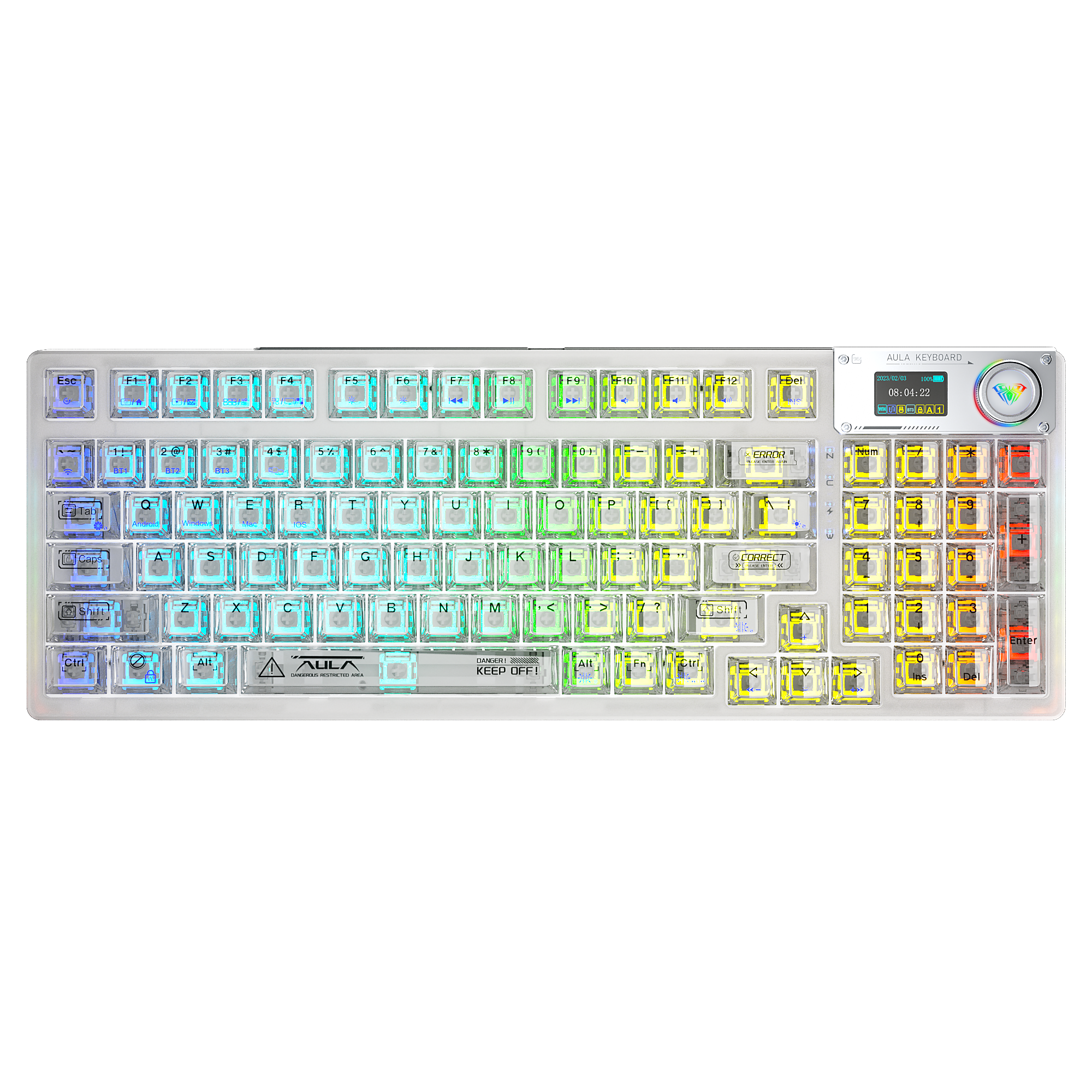 Bàn phím AULA F98 PRO TM (Trắng/ Ice Crystal Switch) F98PB