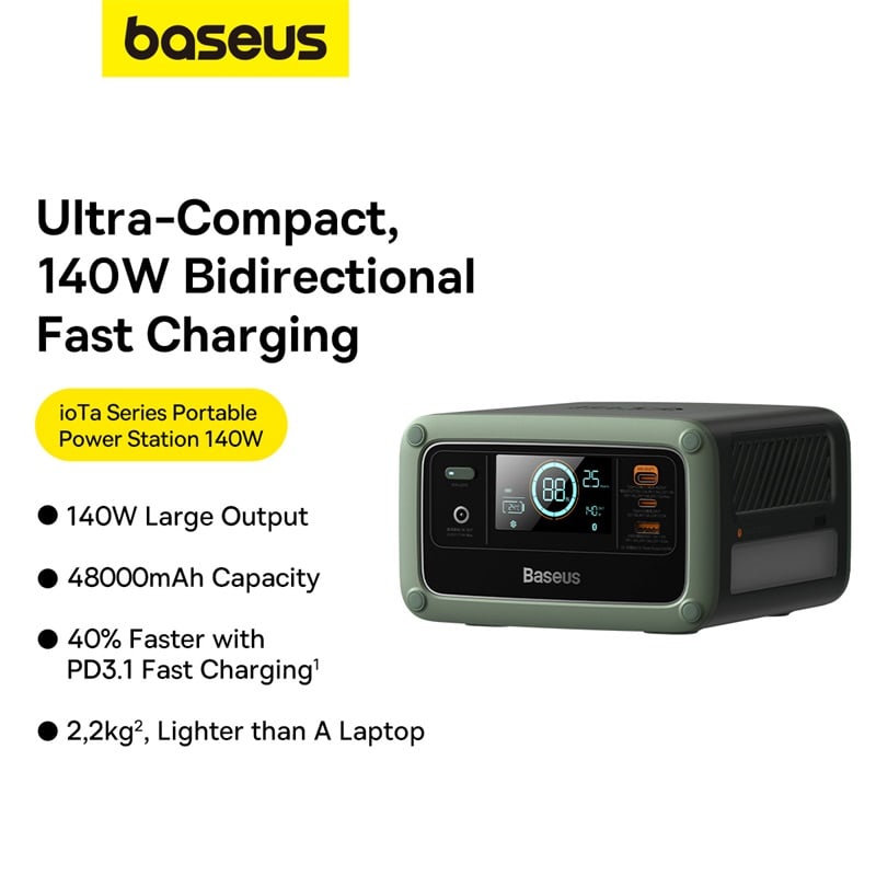 Ảnh minh họa Baseus ioTa Series Portable Power Station 450W (DE/EU 220V) Cold Green 3