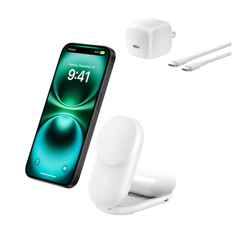 Sạc Belkin 2-in-1 Qi2 25W Gập Gọn | Chính Hãng MagSafe Round Form