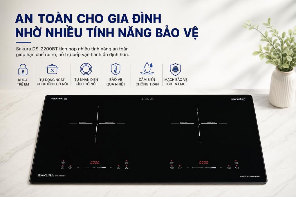 Ảnh minh họa Bếp điện từ đôi Sakura DS-2200BT 4000W 1