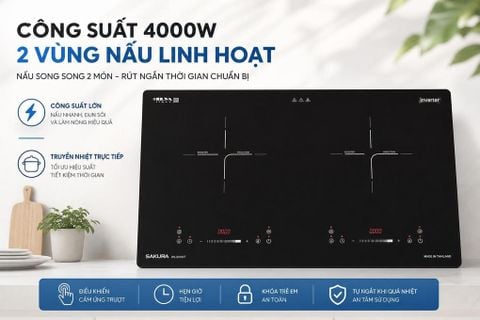 Bếp điện từ đôi Sakura DS-2200BT 4000W