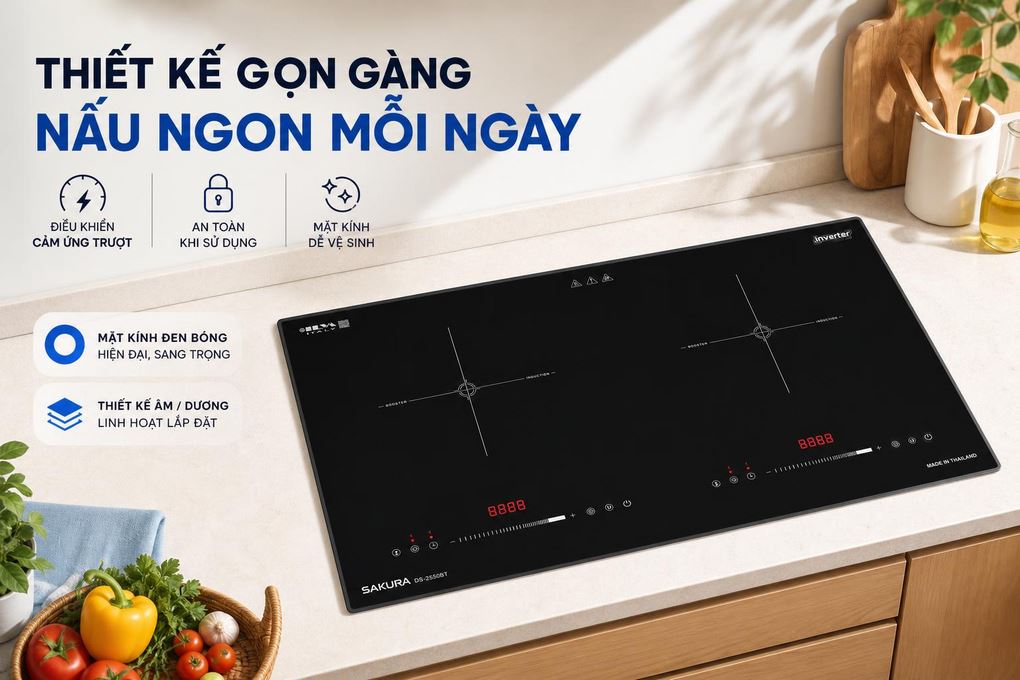 Ảnh minh họa Bếp điện từ đôi Sakura DS-2550BT 5000W 3