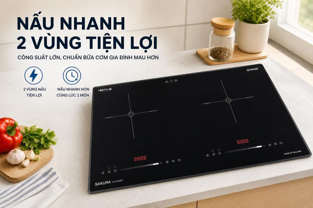 Bếp điện từ đôi Sakura DS-2550BT 5000W
