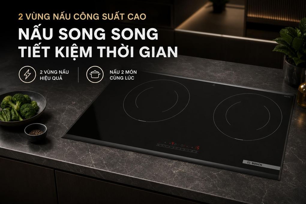 Ảnh minh họa Bếp từ đôi âm Bosch PPI8256XVN 3500W 1
