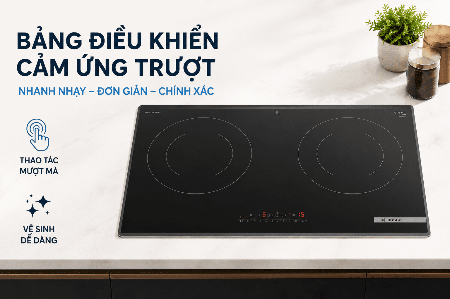 Bếp từ đôi âm Bosch PPI8256XVN 3500W