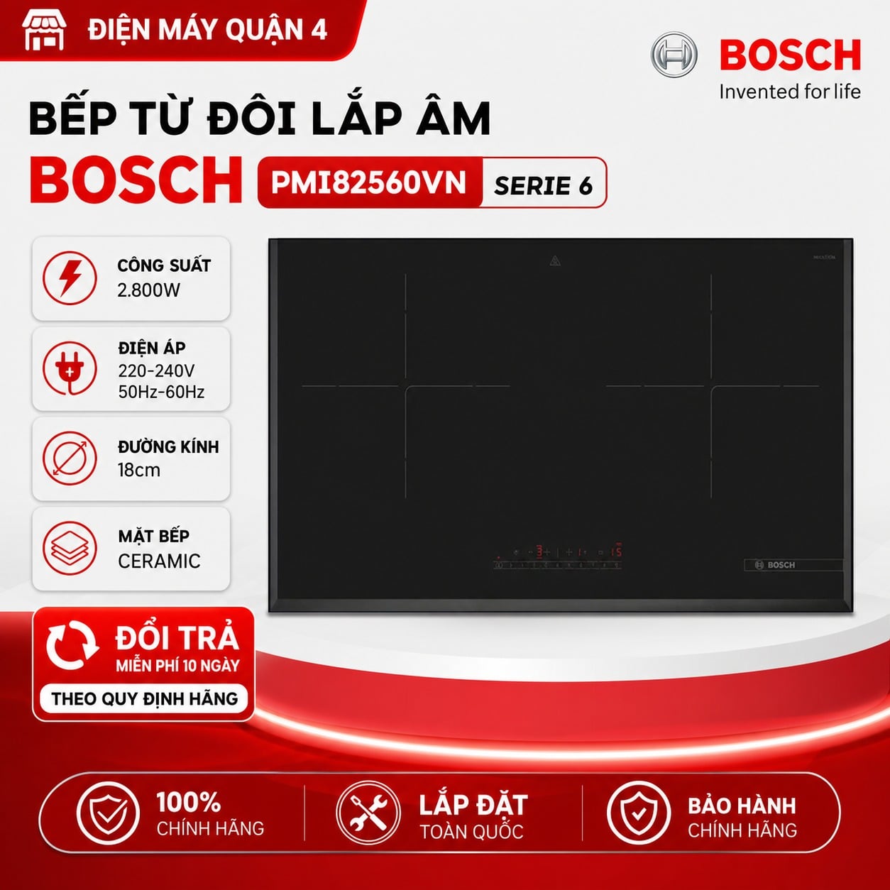 Bếp từ đôi lắp âm Bosch PMI82560VN serie 6